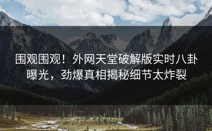 围观围观！外网天堂破解版实时八卦曝光，劲爆真相揭秘细节太炸裂