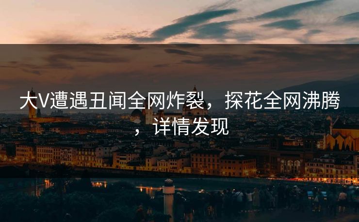 大V遭遇丑闻全网炸裂，探花全网沸腾，详情发现