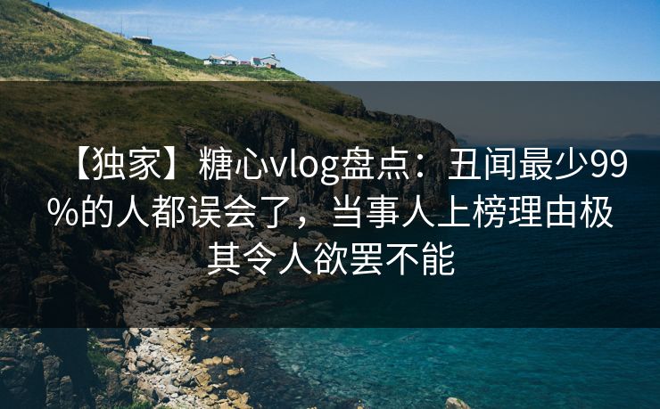 【独家】糖心vlog盘点：丑闻最少99%的人都误会了，当事人上榜理由极其令人欲罢不能