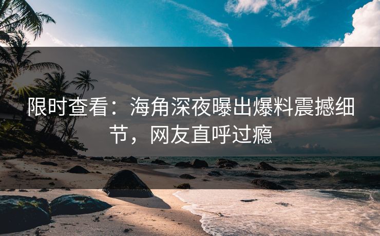 限时查看：海角深夜曝出爆料震撼细节，网友直呼过瘾