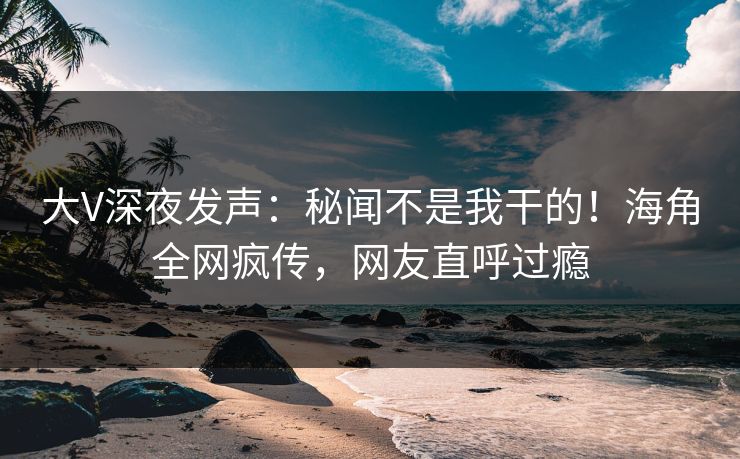 大V深夜发声：秘闻不是我干的！海角全网疯传，网友直呼过瘾