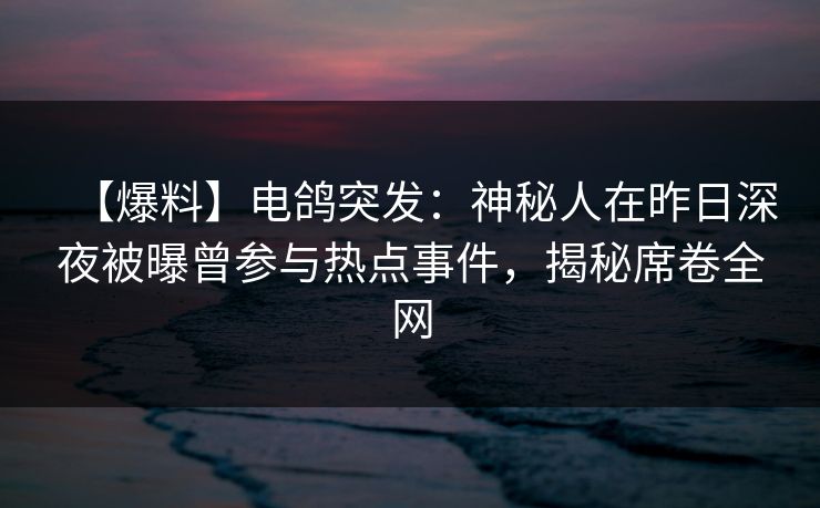【爆料】电鸽突发：神秘人在昨日深夜被曝曾参与热点事件，揭秘席卷全网