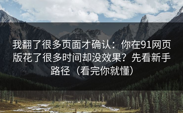 我翻了很多页面才确认：你在91网页版花了很多时间却没效果？先看新手路径（看完你就懂）